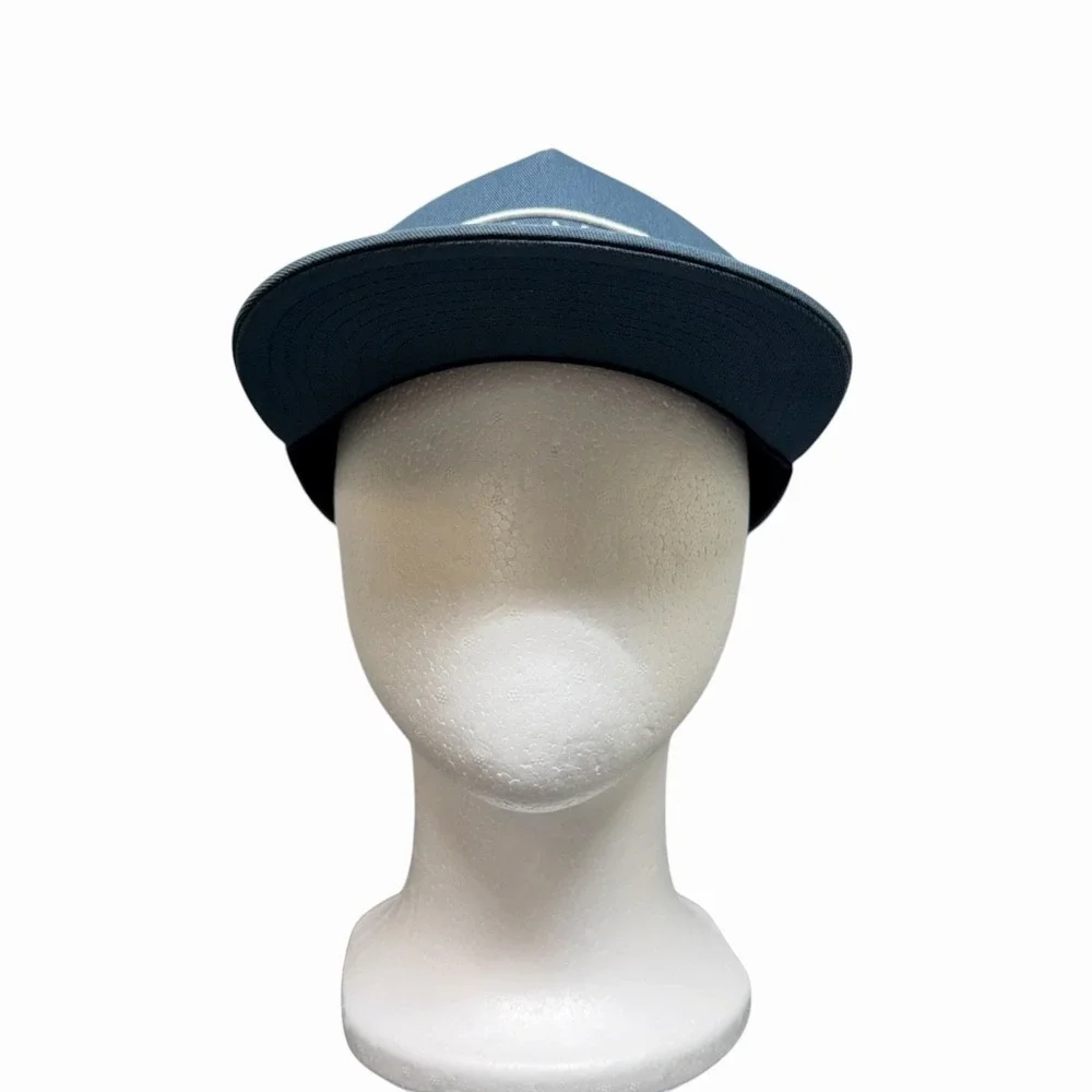 Vans Snapback Hat Blue Flat Bill Cap Embroidered Logo One Size Adjustable